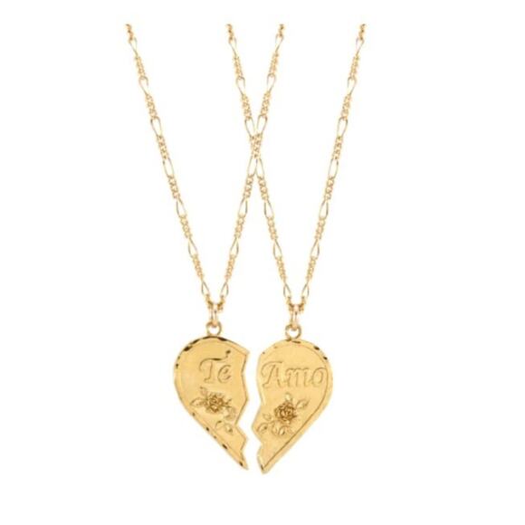 NEW Free People Te Amo BFF Half Heart Necklace Set - Picture 6 of 10